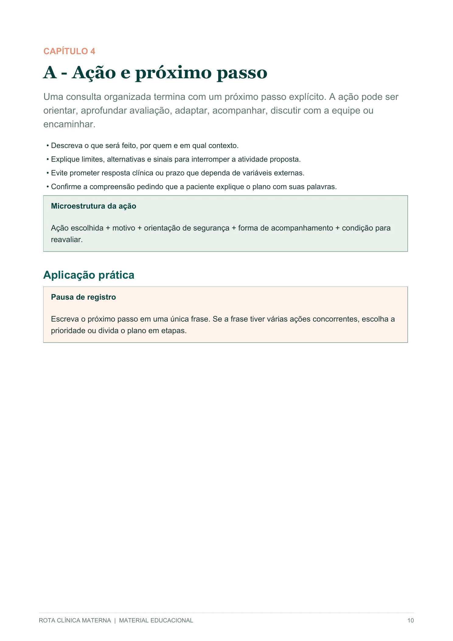 Página da etapa Linha de acompanhamento
