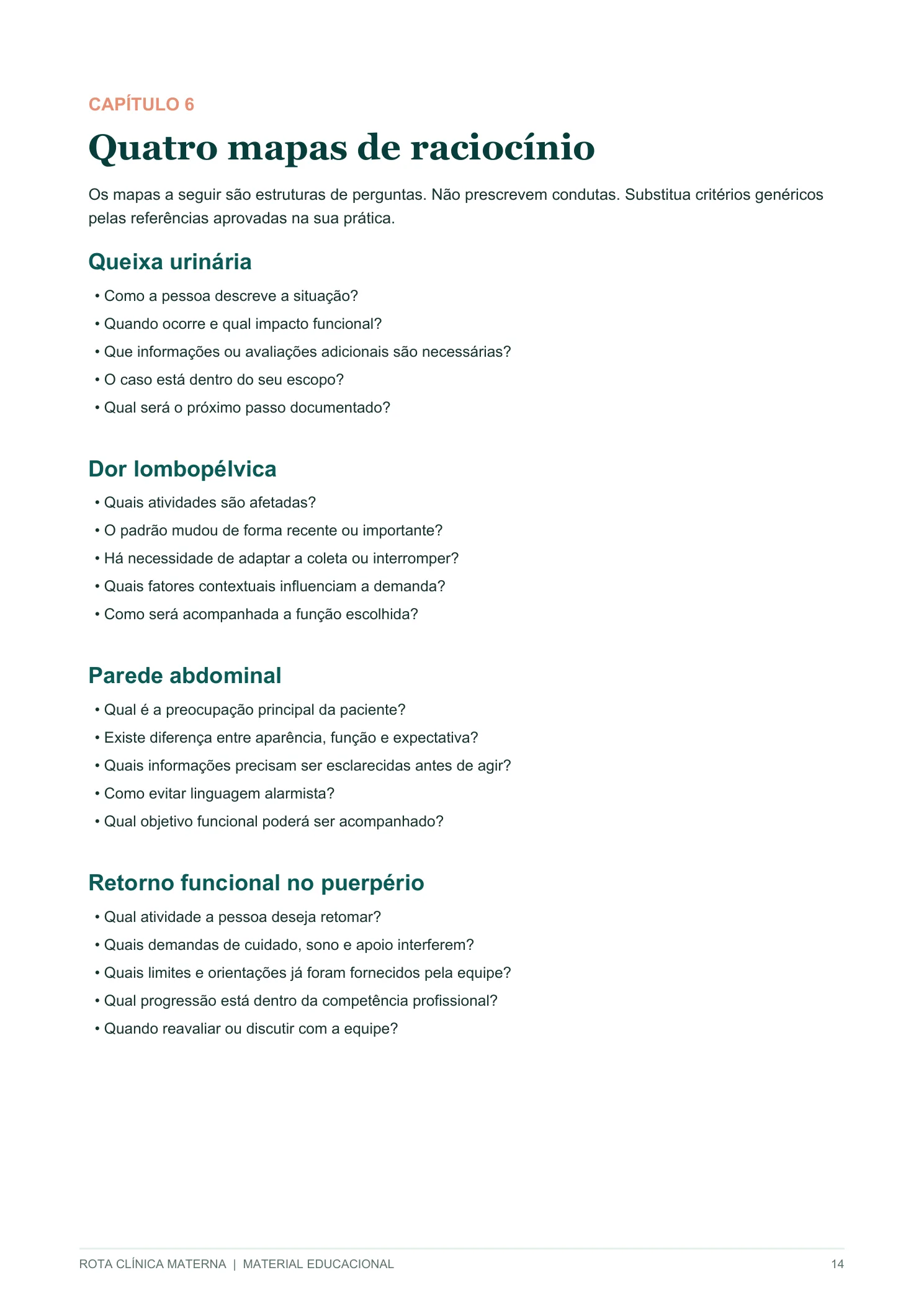 Página com mapas de raciocínio