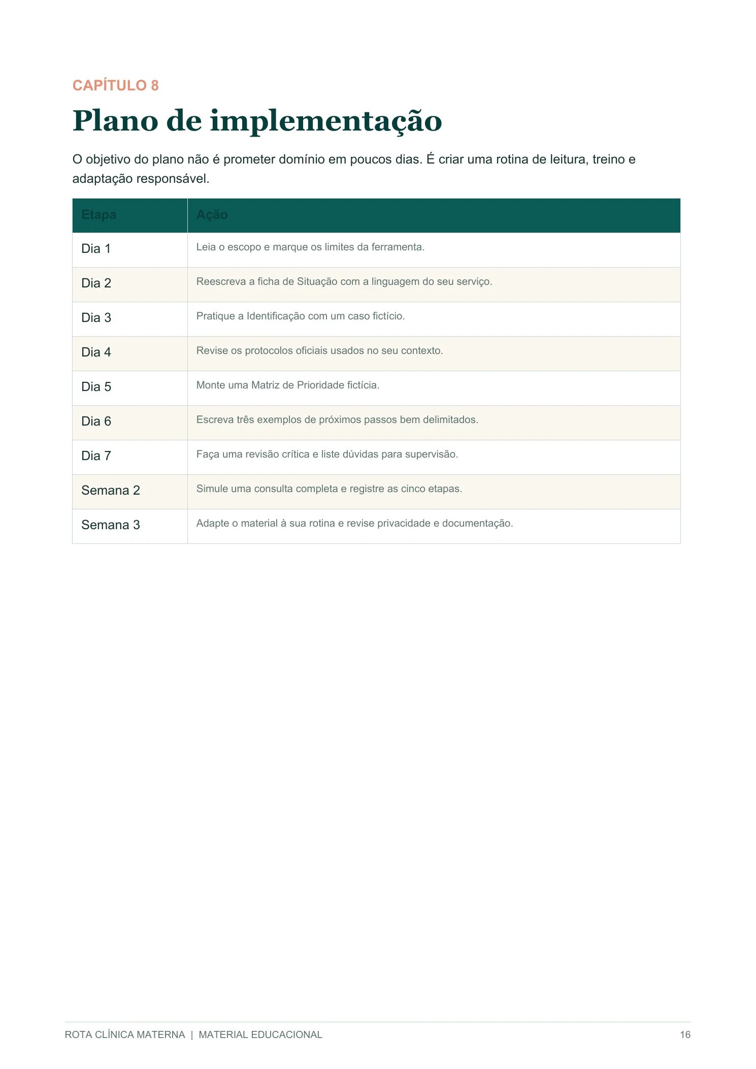Plano de implementação
